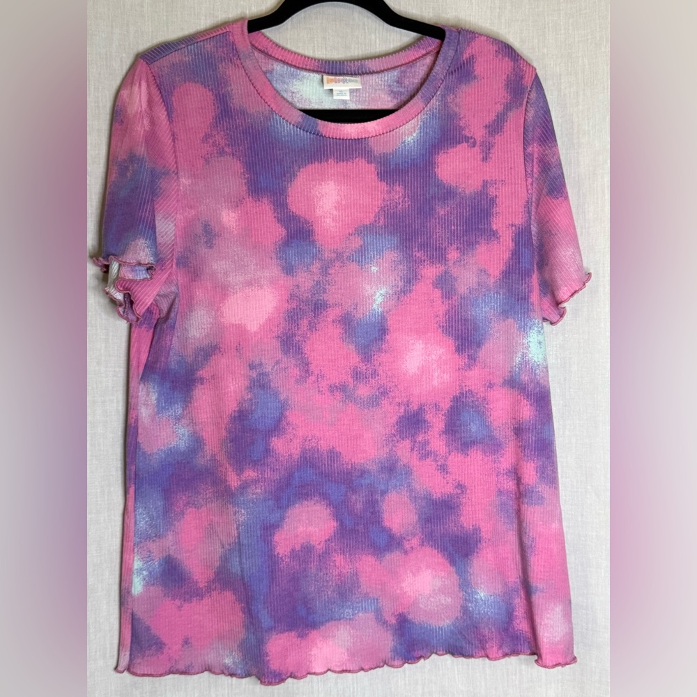LuLaRoe Pink and Purple Tie-Dye Top